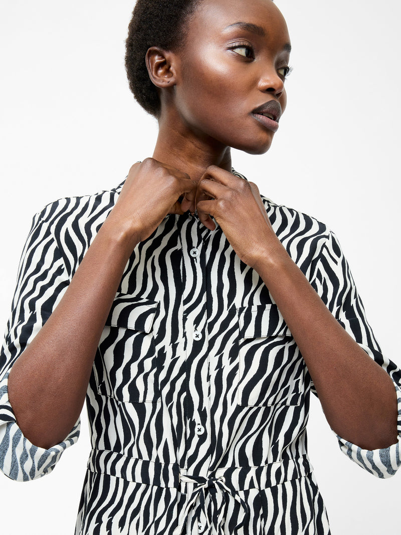 Seine Zebra Tie Shirt Dress